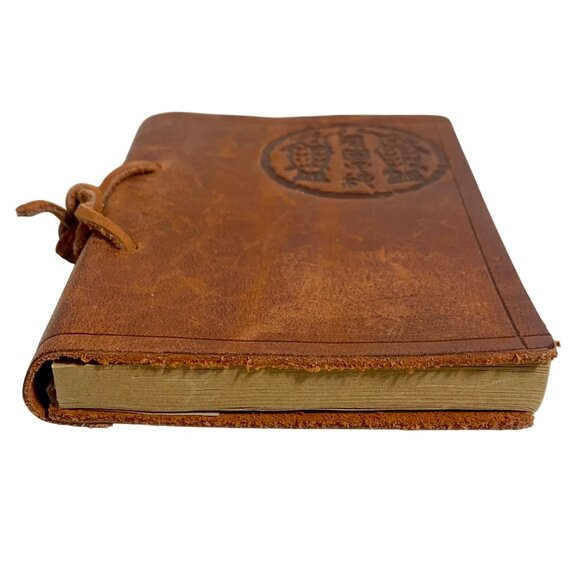 Handcrafted Embossed Leather Bound Journal Notebook Unlined Stamped Pages Mini - Picture 4 of 10